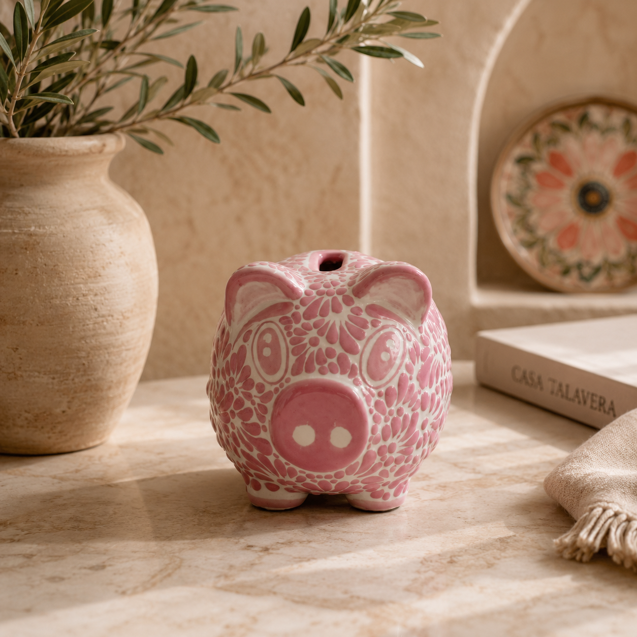 Pink Talavera Piggy Bank